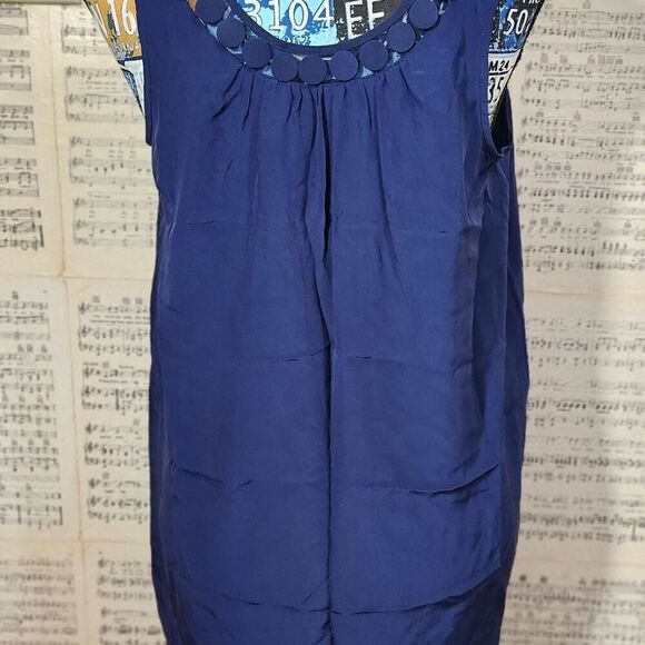 New Joie Navy Blue Sheath Dress Small Silk Polka Dot - Picture 1 of 5